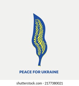 Peace in Ukraine. Vector line art illustration with blue and yellow color. Background design 