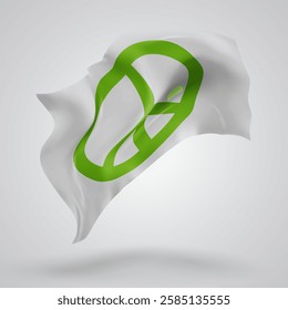 Peace, vector 3d flag with waves on a white background