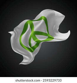 Peace, vector 3d flag with waves on a black background