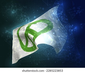 Peace,  vector flag, virtual abstract 3D object from triangular polygons on a blue background