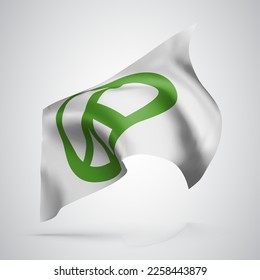 Peace, vector flag with waves and bends waving in the wind on a white background