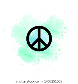 Peace vector icon. Watercolor illustration