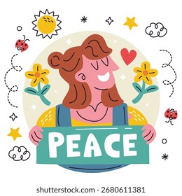 Peace Vector Illustration. Flat Minimal Design. Editable Illustration for Web, Mobile, Print