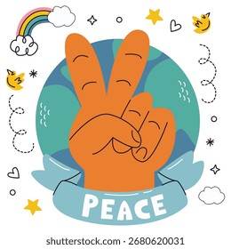 Peace Vector Illustration. Flat Minimal Design. Editable Illustration for Web, Mobile, Print