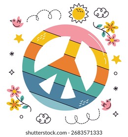 Ilustración vectorial de paz. Diseño minimalista plano. Ilustración editable para el Web, móvil, impresión