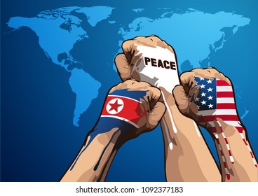peace vector illustration, United States of America, and North Korean, you can place relevant content on the area.