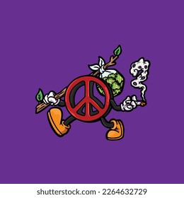 caricatura de nug weed sobre el tabaquismo de vector de paz