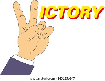 Peace victory hand gesture. Two fingers up. Vector symbol