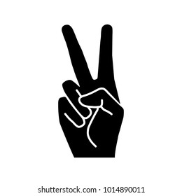 Peace or victory hand gesture vector icon. Two fingers up. Flat design style