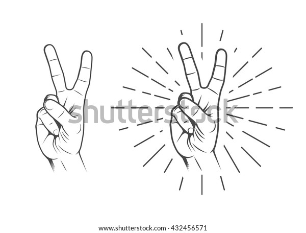 peace-victory-hand-sign-stock-vector-royalty-free-432456571