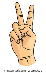 Peace, victory or number two sign