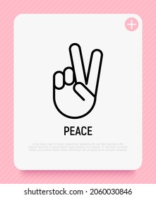 Peace or victory thin line icon. Modern vector illustration of hand gesture.