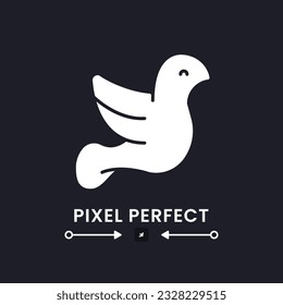 Peace white solid desktop icon. Nonviolence movement. Nonprofit organization. Religious charity. Pixel perfect, outline 2px. Silhouette symbol for dark mode. Glyph pictogram. Vector isolated image