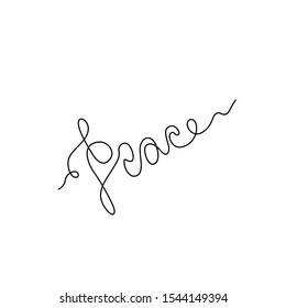 Peace Word Calligraphy Continuous Line Drawing Stock Vector (Royalty ...