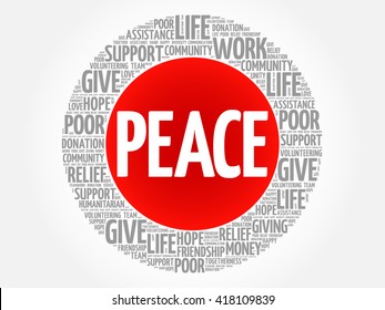 PEACE word cloud collage, concept background