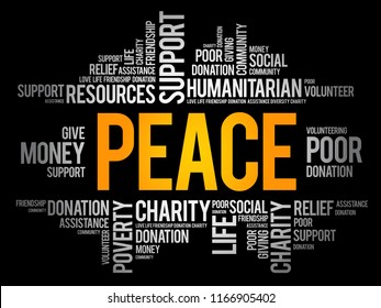 Peace word cloud collage, social concept background