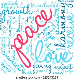 Peace word cloud on a white background.