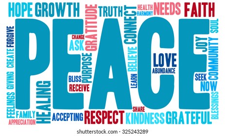 Peace word cloud on a white background.