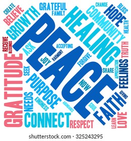 Peace word cloud on a white background.