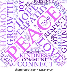 Peace word cloud on a white background.