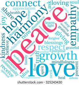 Peace word cloud on a white background.