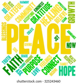 Peace word cloud on a white background.
