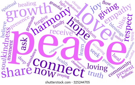 Peace word cloud on a white background.