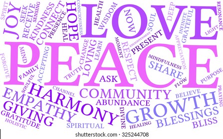 Peace word cloud on a white background.
