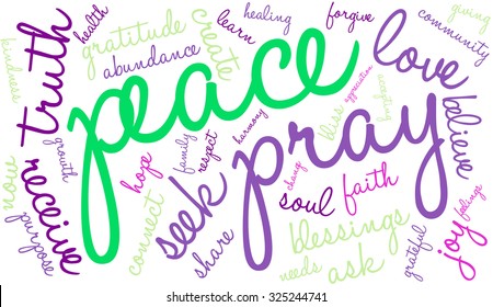 Peace word cloud on a white background.