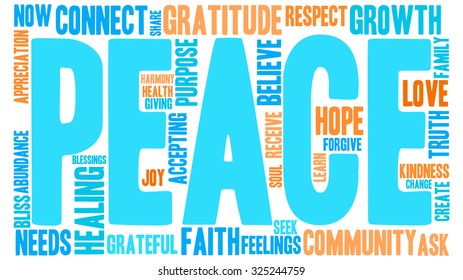 Peace word cloud on a white background.