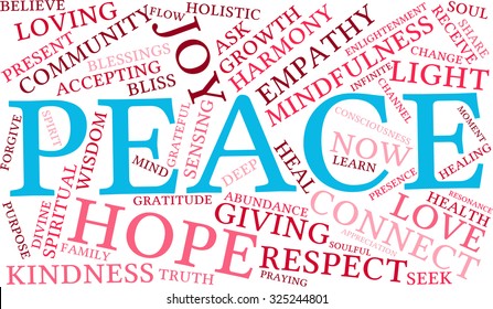 Peace word cloud on a white background.
