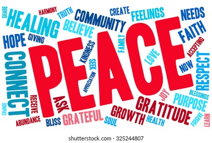 Peace word cloud on a white background.