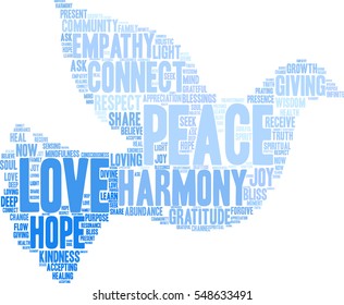 Peace word cloud on a white background. 