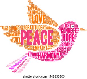 Peace word cloud on a white background. 