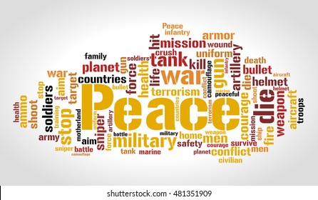 Peace word cloud. Social concept. Vector illustration.