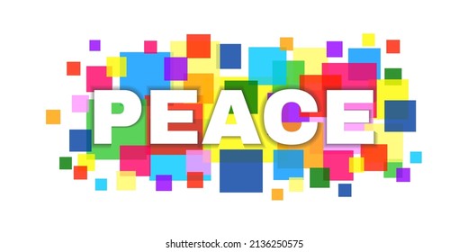 Peace word colorful banner background. Vector EPS10.