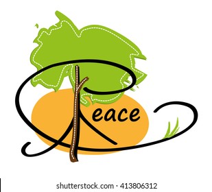 Peace word vector design logo