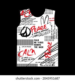 Peace A World Without Bom, with Pattern t shirt, typography and vector illustration