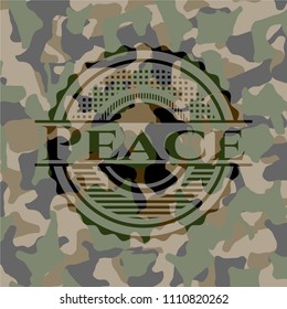 Peace written on a camouflage texture