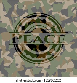Peace written on a camouflage texture