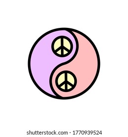 Peace, yin yang icon. Simple color with outline vector elements of flower children icons for ui and ux, website or mobile application