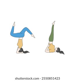 Pacífica 2 conjunto Yoga Pose Ilustração para Designs Mindfulness