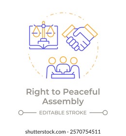 Peaceful assembly right duo tone concept icon. Human rights, social movement. Round two color outline illustration. Abstract vector design. Easy to use in infographic, presentation