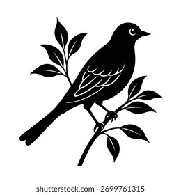 Peaceful Bird Resting on Tree Branch, Little Bird Perched in Morning Light, Colorful Bird Sitting on Tree Limb, Wild Bird Resting Among Green Leaves