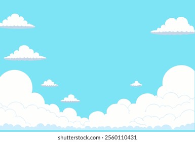 Peaceful Blue Sky with Puffy Clouds