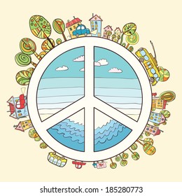 peaceful bright planet, not war
