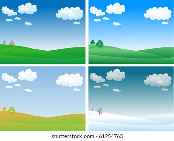 peaceful and calm four seasons landscape