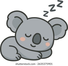 A peaceful cartoon koala sleeping with a Z sign, perfect for bedtime themes and relaxing content.