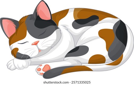 A peaceful cat sleeping soundly, dreaming of adventures