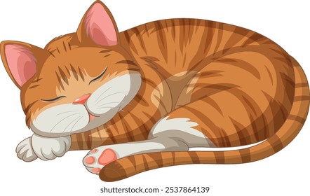 A peaceful cat sleeping under a crescent moon